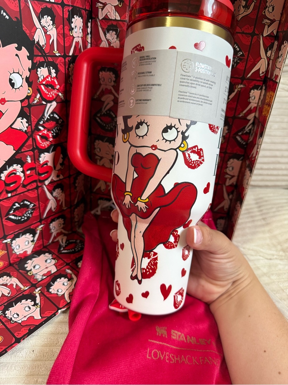Customized Stanley Betty Boop Red & White Quencher H2.0 Kids Tumbler - Picture 2 of 5
